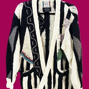 Vintage NOVO Hand-Knit Artisanal Cardigan – A Wearable Masterpiece